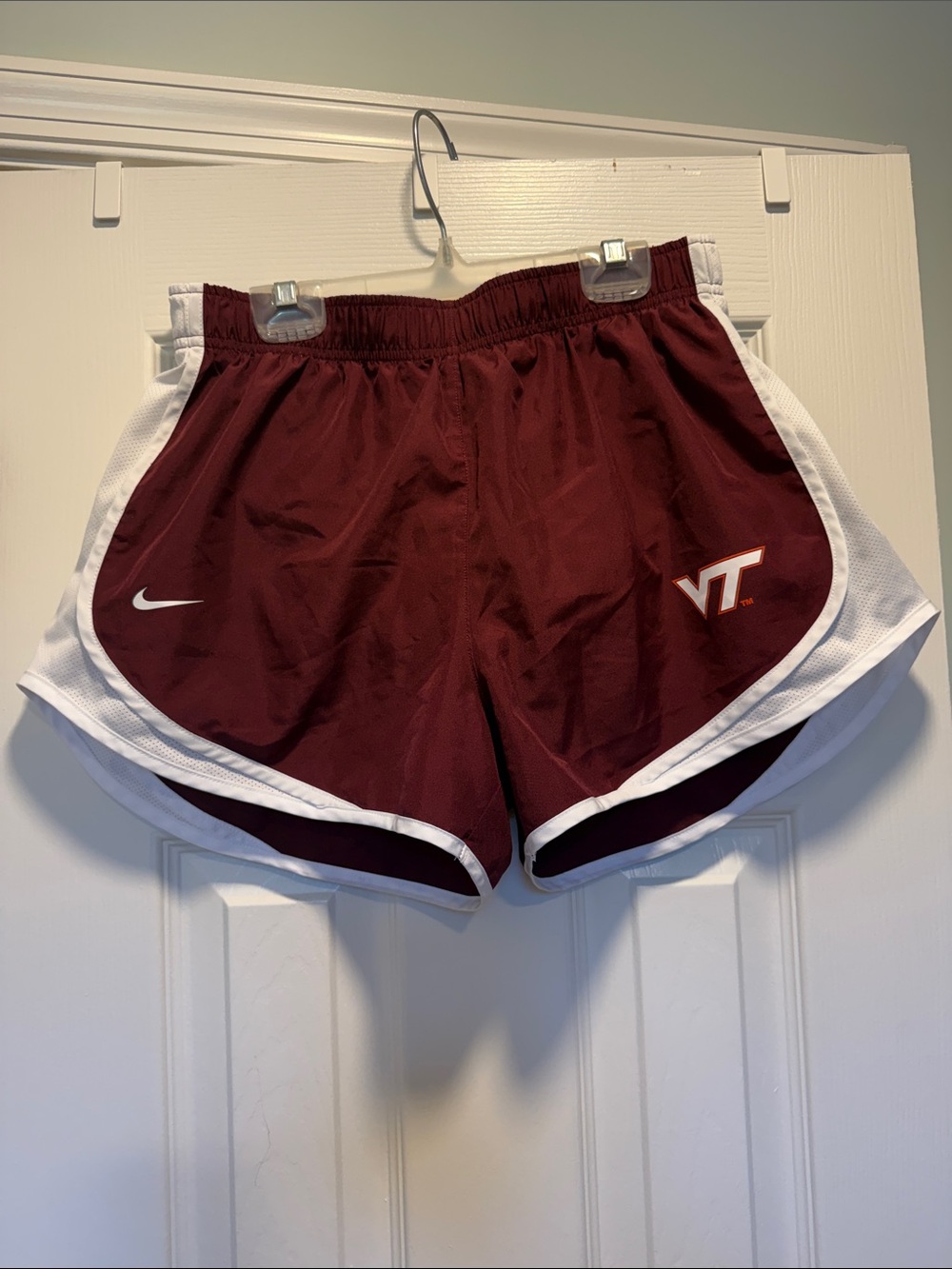 Nike Women's Virginia Tech Maroon Athletic Running Shorts with White Trim